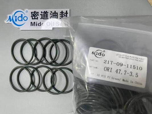 21T-09-11510 ชุดซีลรถขุด Komatsu | ข้อกำหนดขนาดที่แม่นยำ ORI 47.7-3.5 โอริง PU สีเขียว